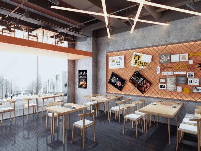 工业风烧烤店3D模型下载